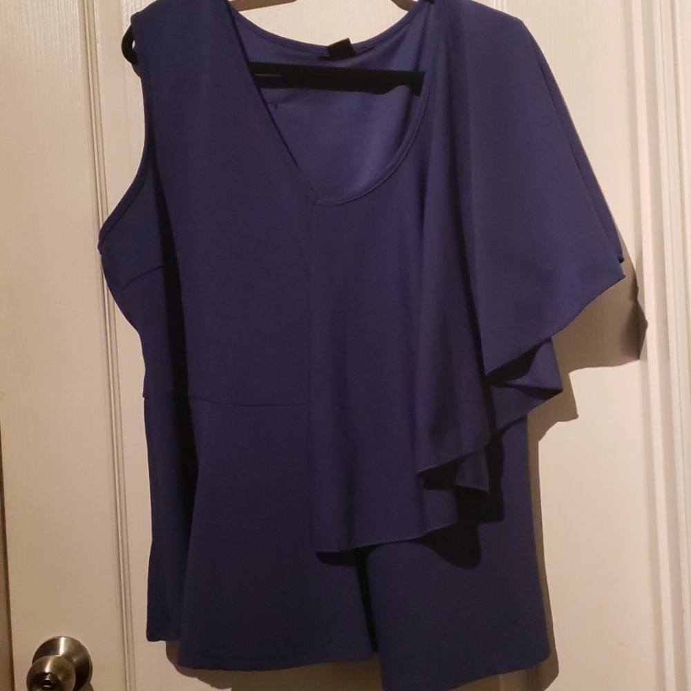 Ashley Stewart Blue Peplum Top Size 22/24
